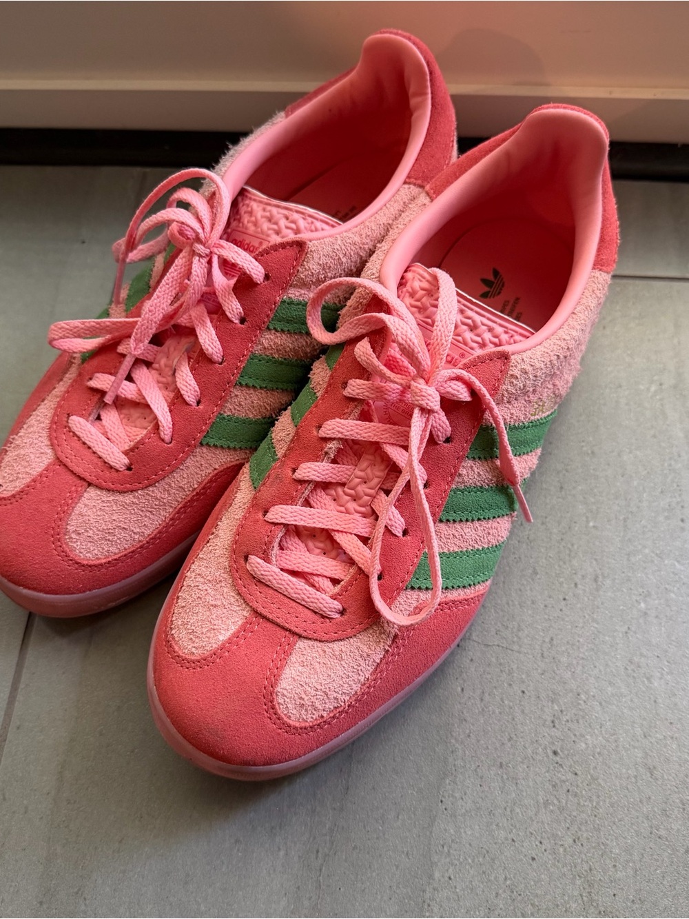 Adidas Gazelle pink and green - size 7.5